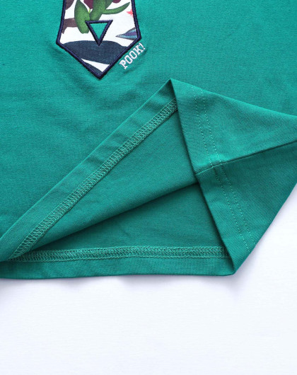 朋库一代男童深湖绿童圆领短袖针织衫