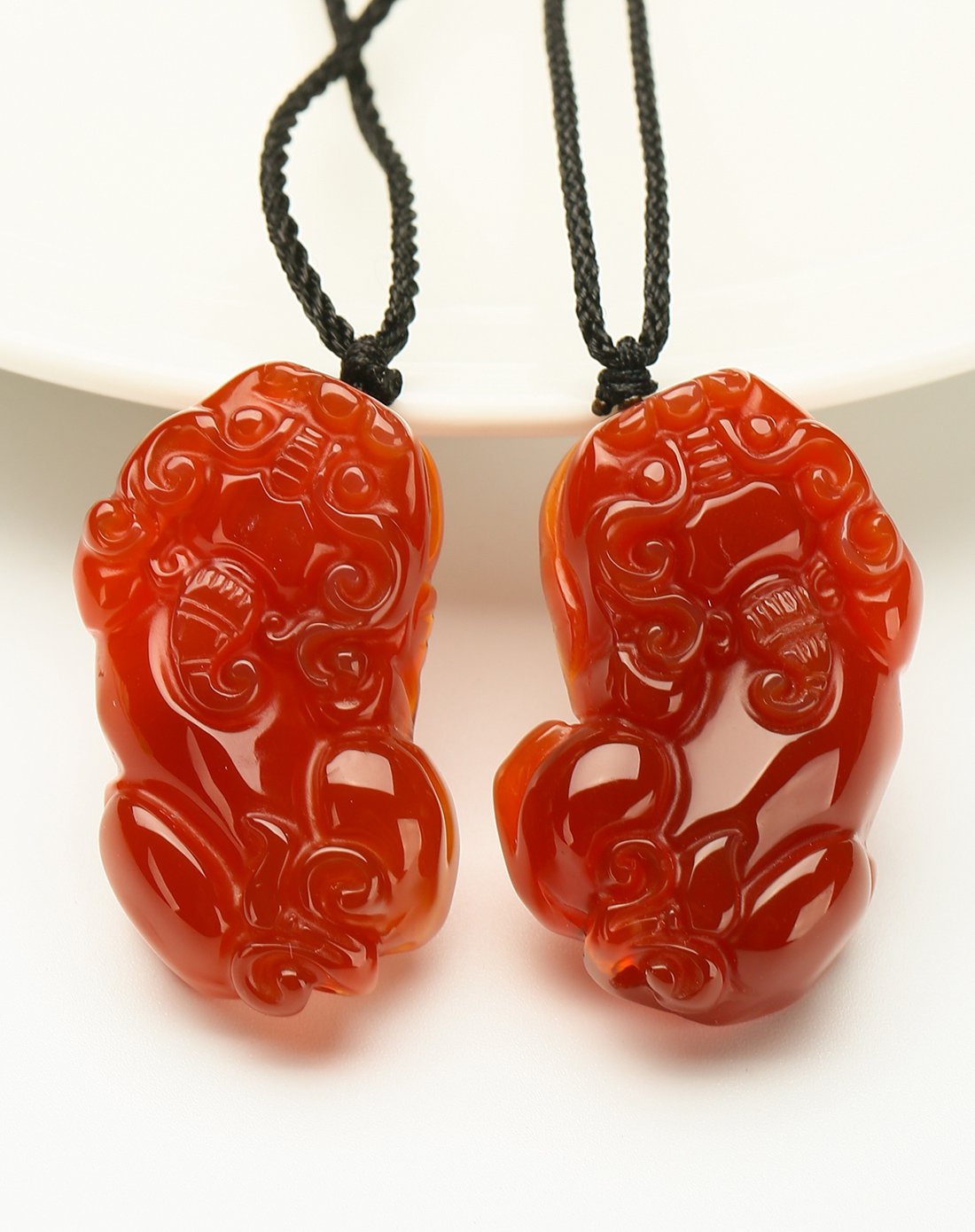 凤禧 财富随身红玛瑙貔貅吊坠(一对)