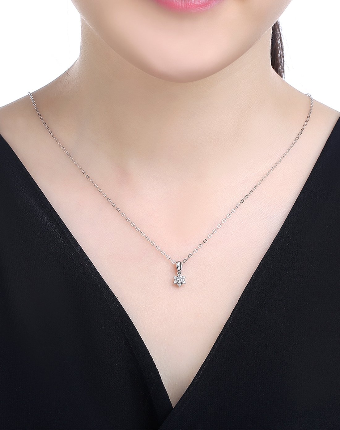 【唯品专供】吉盟18k白钻石戒吊坠 闪耀系列 心芒