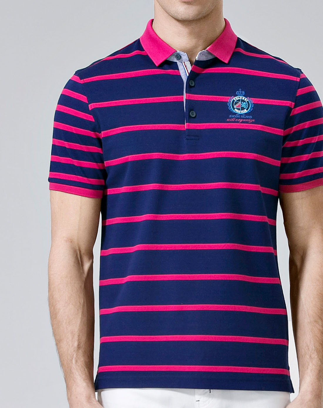 扁机条纹polo短袖t恤