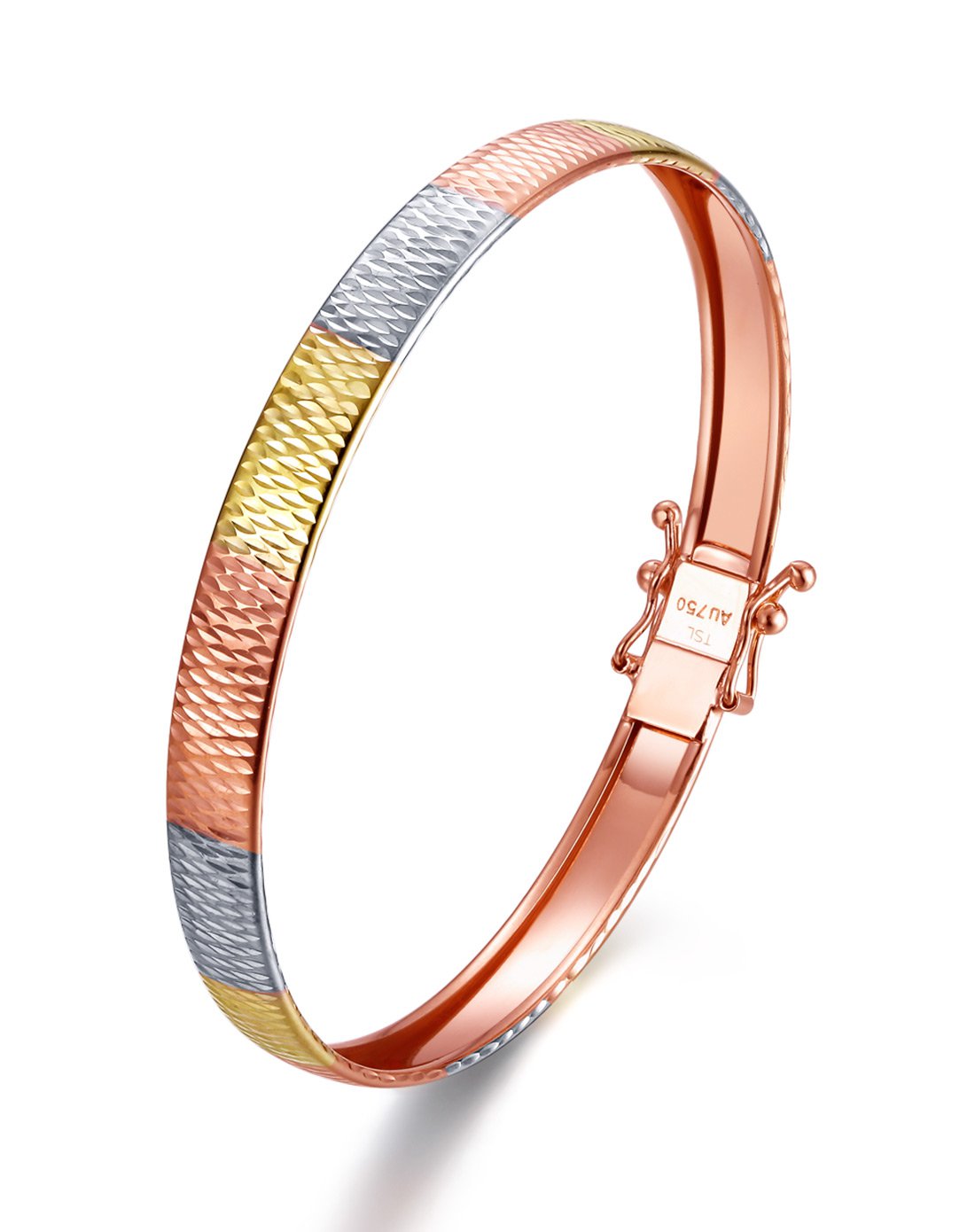 谢瑞麟18k金手镯女款时尚个性彩金手镯子