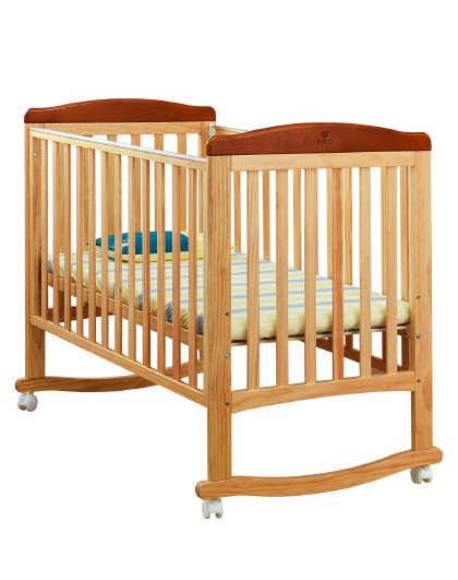 babysing实木新生儿环保摇摇床带滚轮