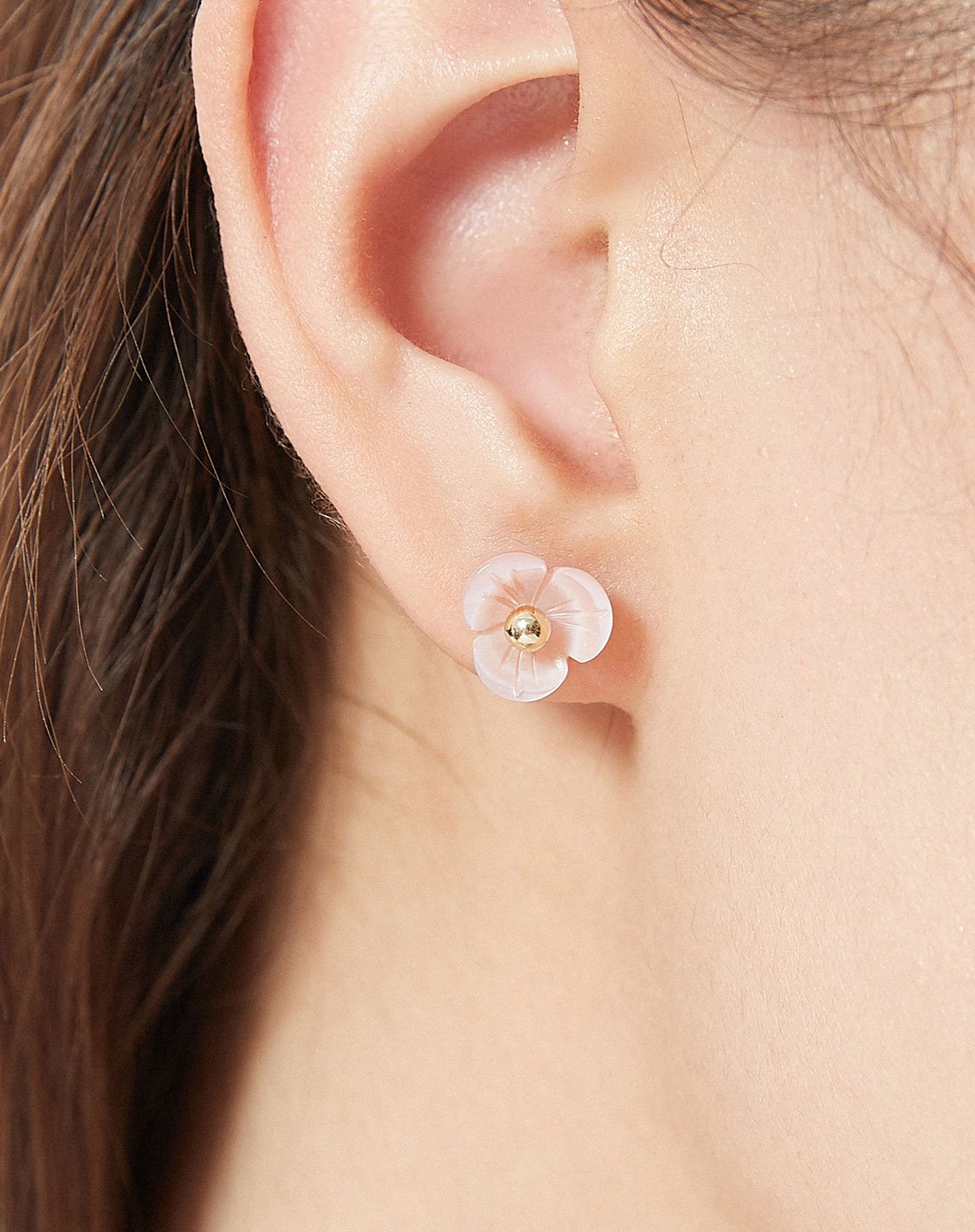 t400 s925银粉色小仙气樱花情耳钉