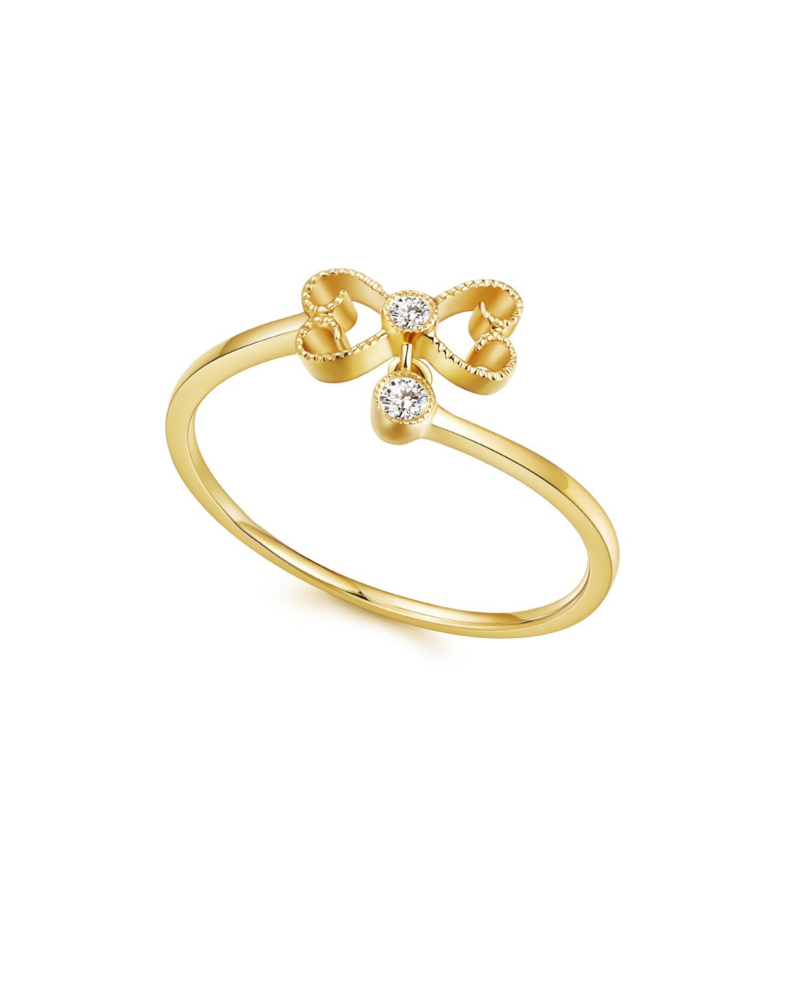 明牌珠宝【2017新品】明牌 18k金爱德华系列彩金碟羽迷梦镶钻戒指rs