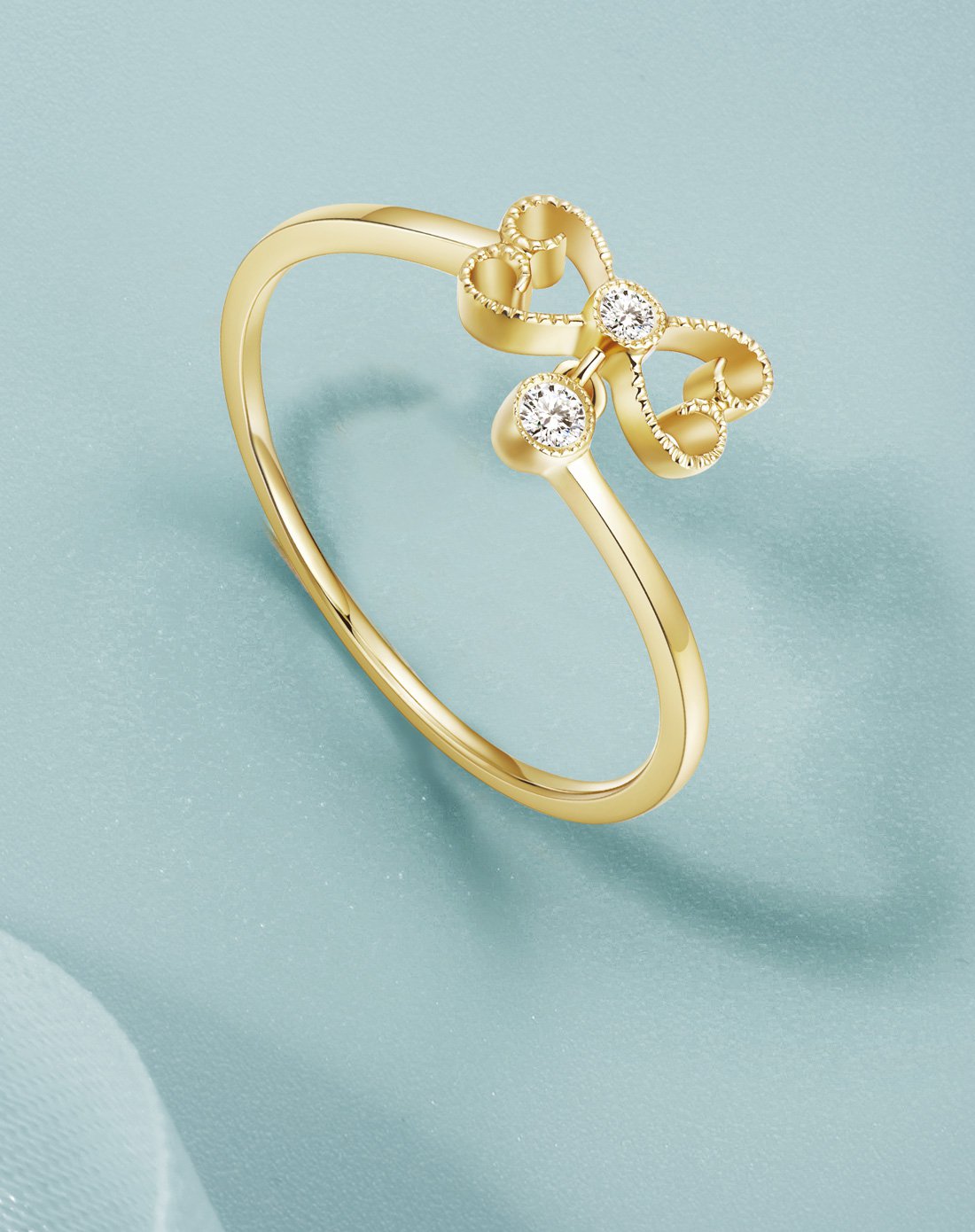 【2017新品】明牌 18k金爱德华系列彩金碟羽迷梦镶钻戒指