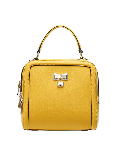 塞飞洛pu铆钉方盒形潮流商务纯色女士中手提包