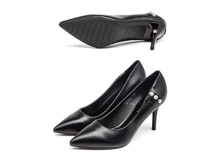 华耐女鞋春秋款时尚百搭细高跟浅口单鞋