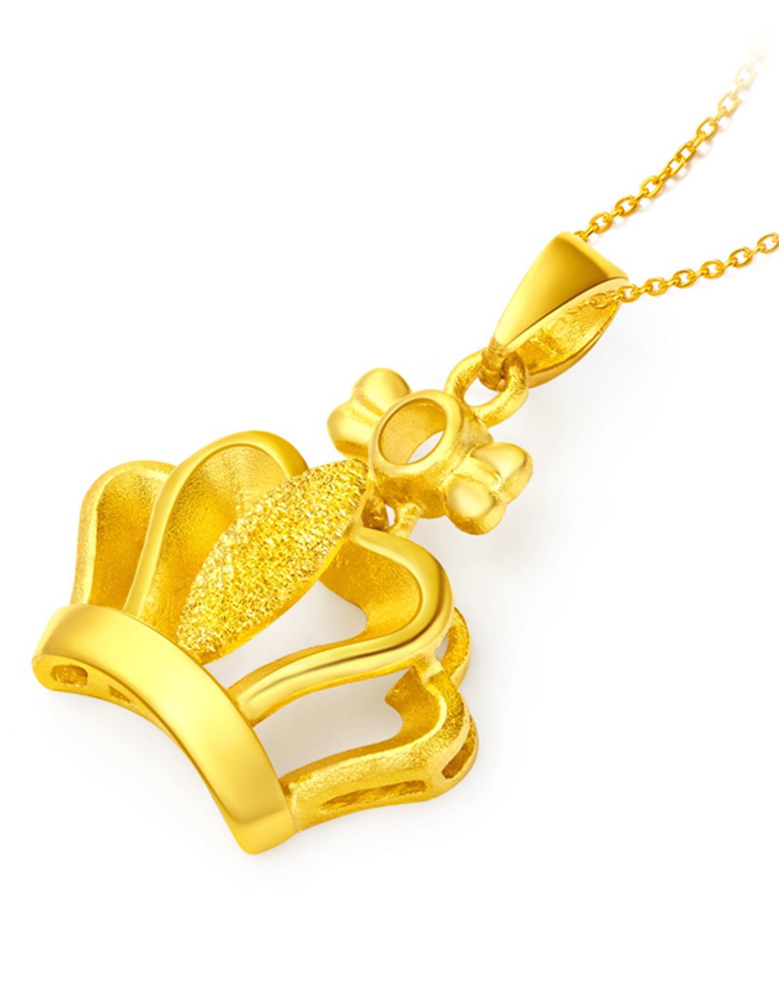 周大福 女王皇冠 婚嫁 足金黄金吊坠(计价)