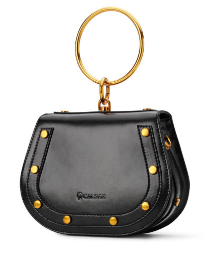 初秋尚新-凯撒大帝caesar时尚时尚新款百搭圆环手提包铆钉斜挎单肩包