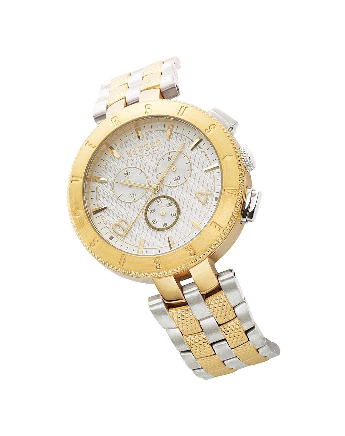 versus versace男款三眼计时精钢表带石英腕表