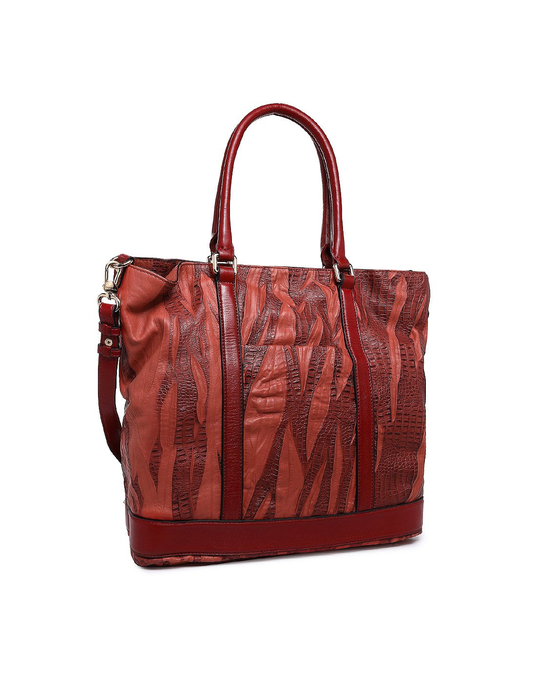 vsvelsus经典蟒蛇纹真皮单肩包大容量托特包