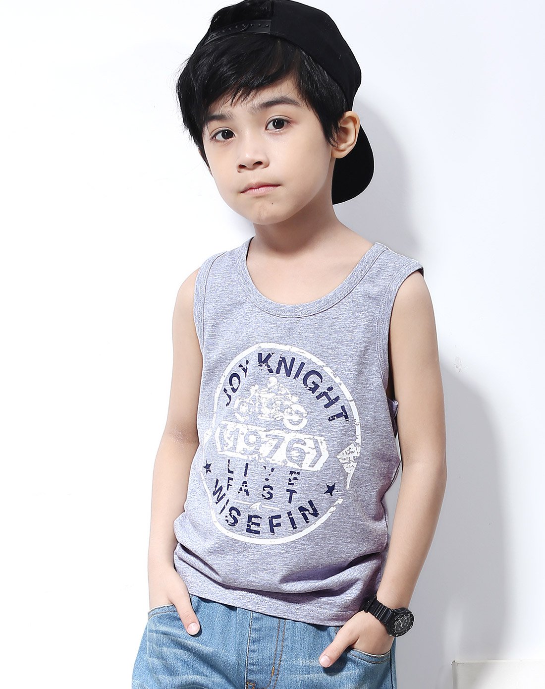 唯思凡儿童装男童背心夏装跨栏背心中大童夏季潮宝宝120-170码