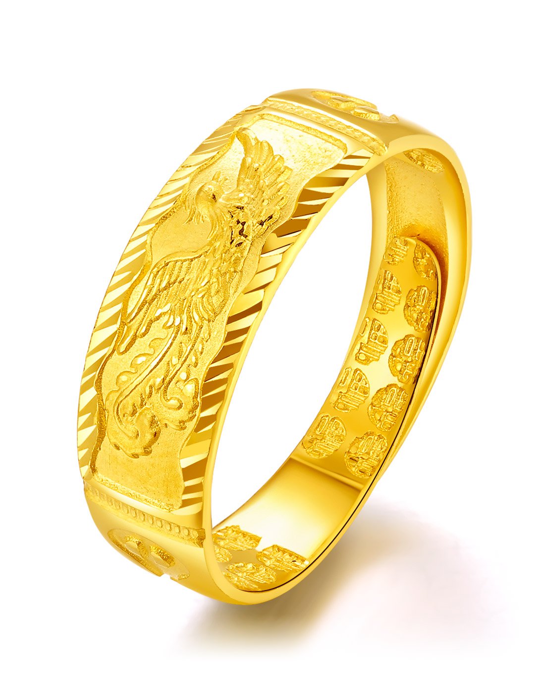 谢瑞麟黄金戒指女款足金龙凤情侣戒指结婚礼物
