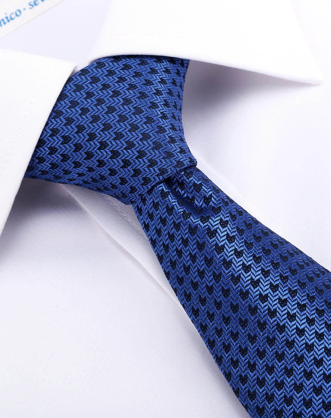 蓝色千鸟格纹图案商务休闲领带