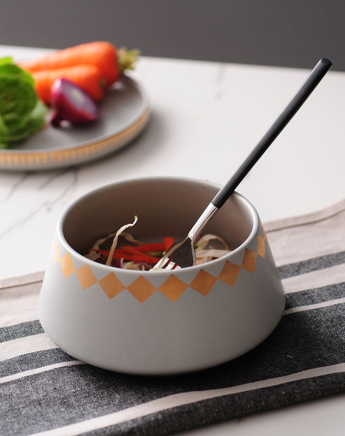 餐厨用具餐具 莫纳冷灰色12cm陶瓷饭碗沙拉碗