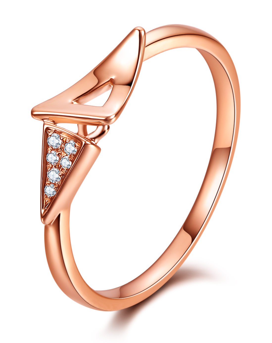 黛慕妮 18k金玫瑰金钻石女款戒指