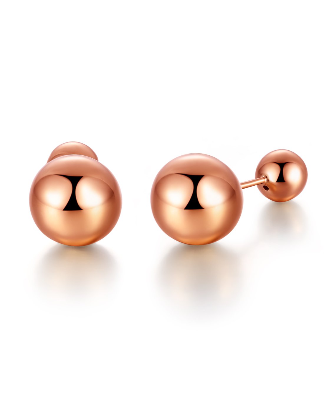 黛慕妮 双球k金耳饰/红18k金耳钉