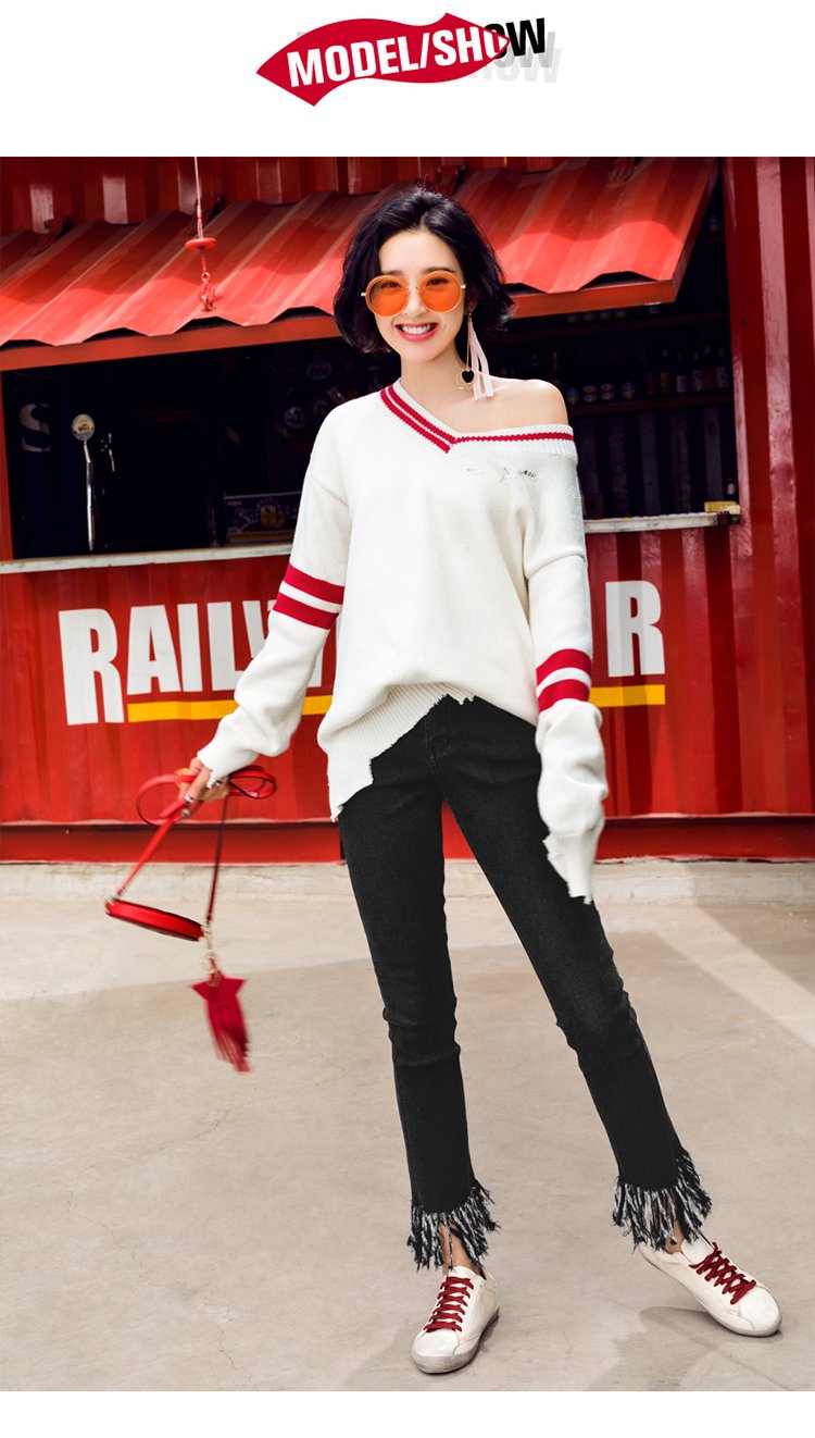 2017冬装新款【唐艺昕明星同款】九分直筒毛须女款牛仔裤