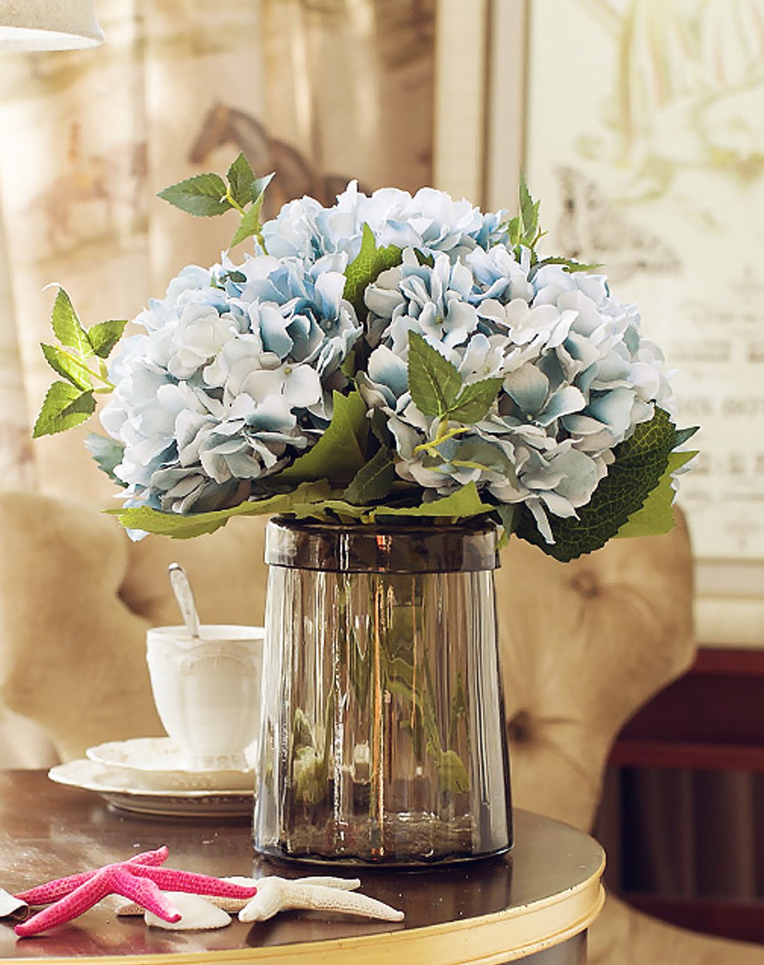 欧式客厅家居摆件花瓶绣球花仿真花套装