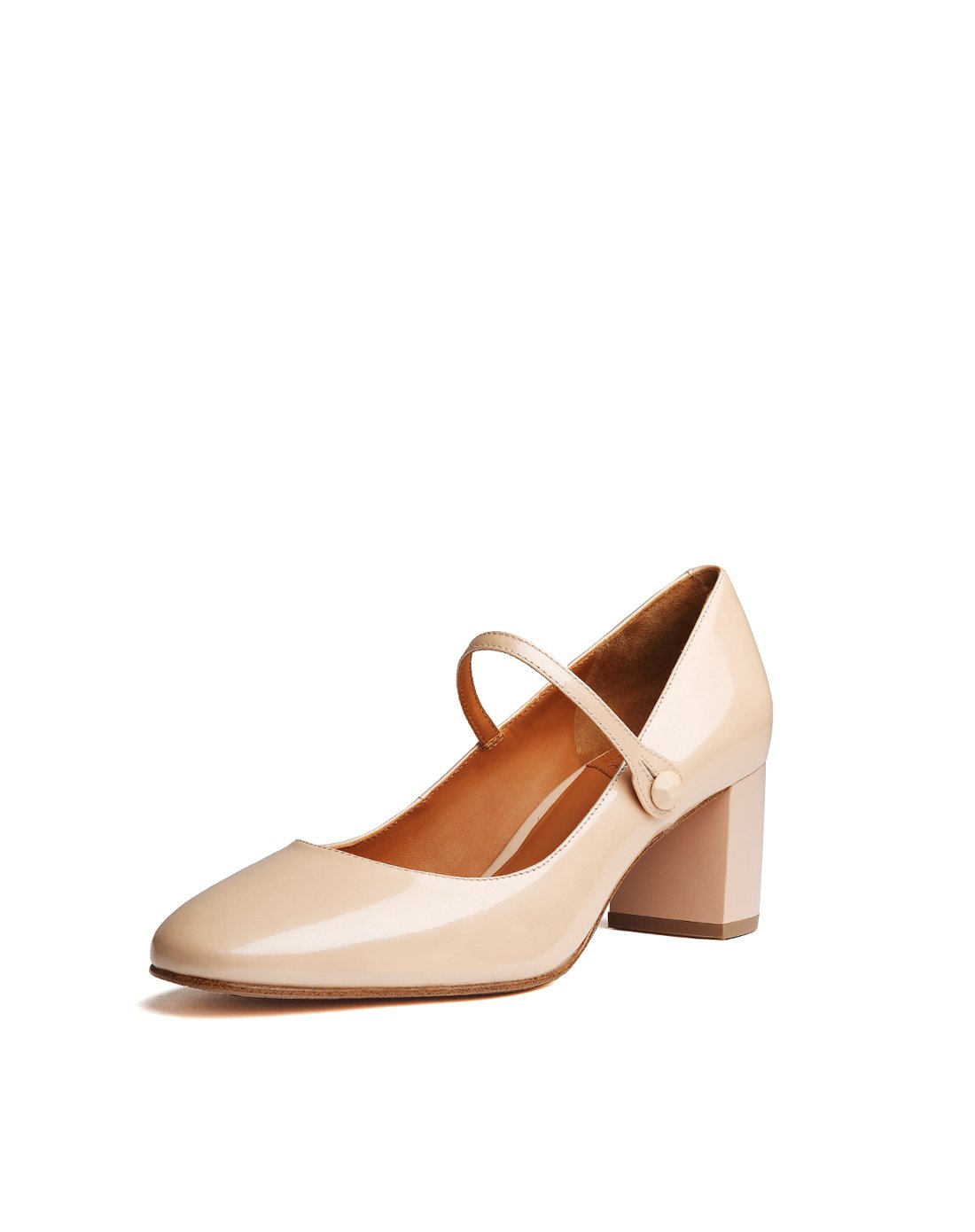 春夏牛皮复古玛丽珍粗高跟女士单鞋