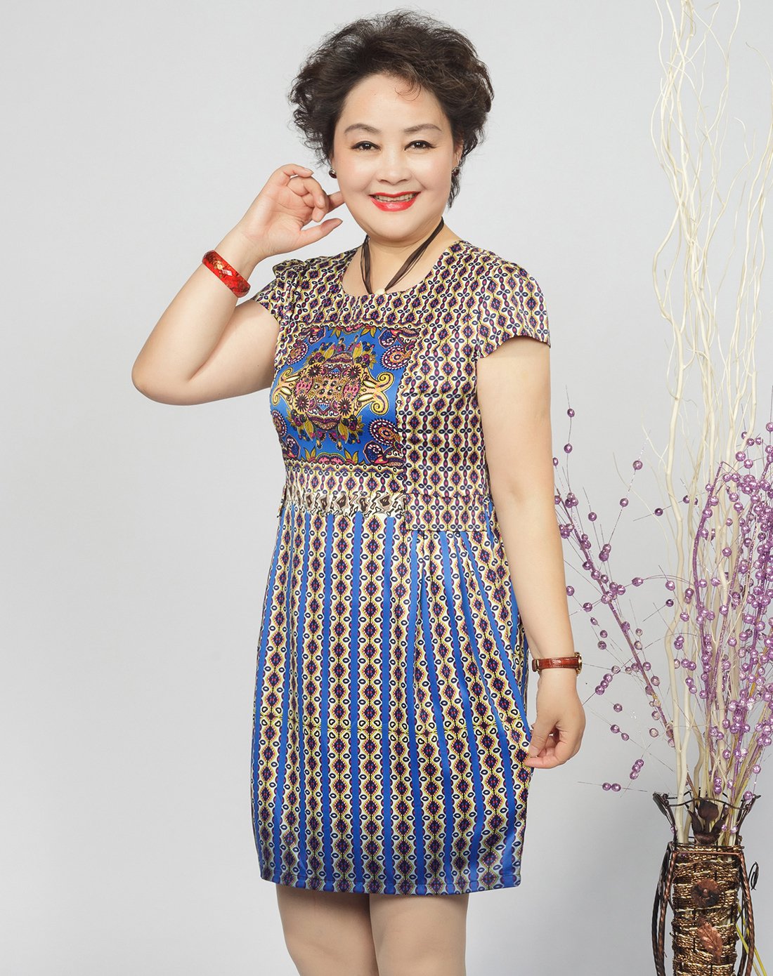 麦子熟了 中老年女装连衣裙妈妈装40-50岁大码女装连衣裙