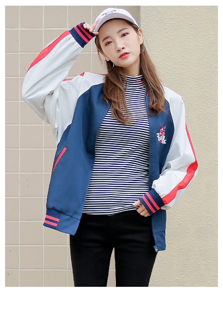 宽松韩风绣花棒球服女款外套