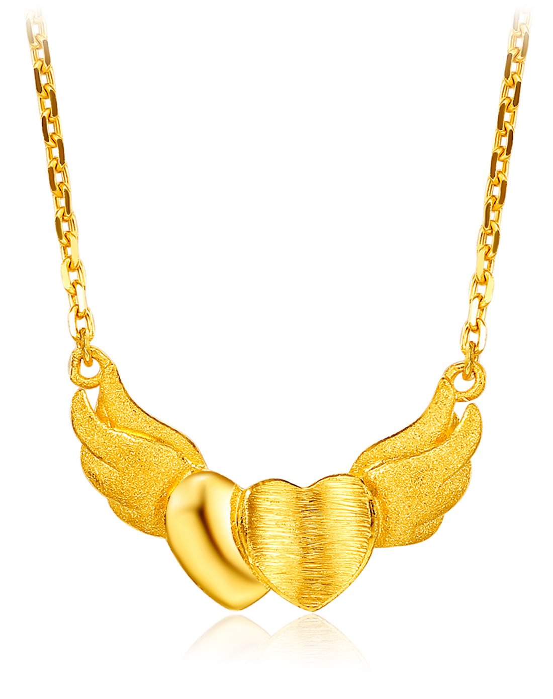 谢瑞麟计价黄金项链女款时尚创意爱心翅膀足金套链