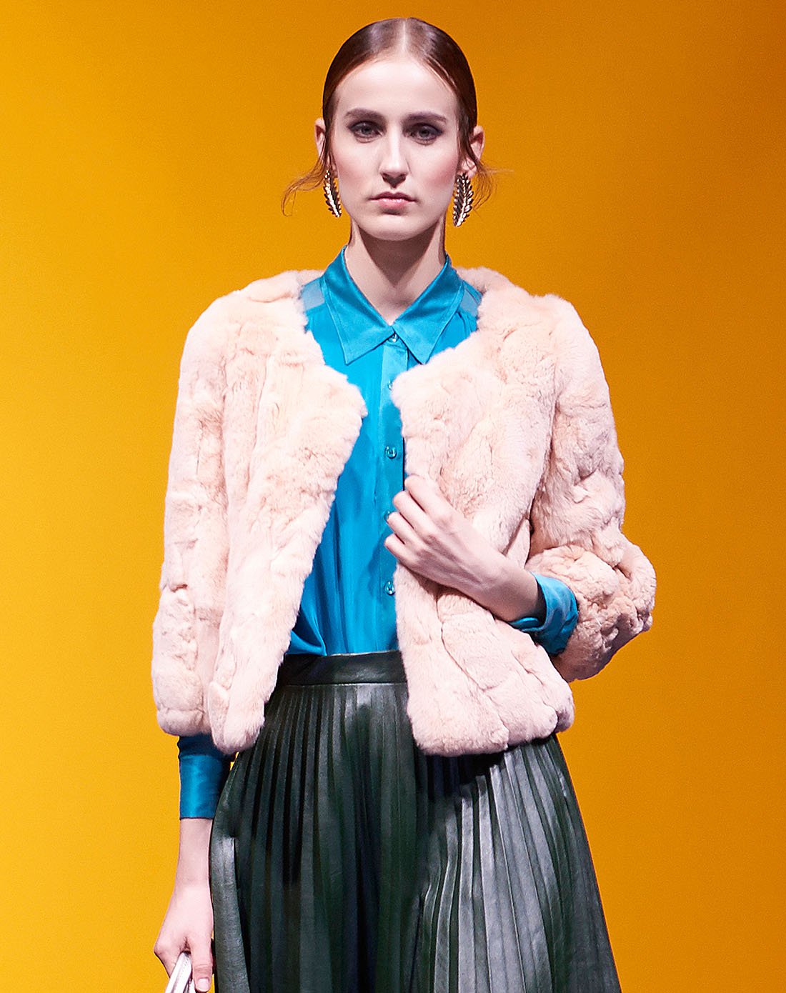 獭兔毛圆领时尚皮草外套