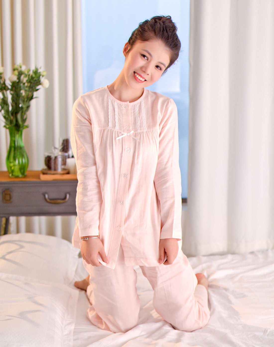 纯棉双层纱女式家居服