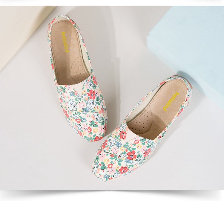 文艺【碎花】女士套脚【低帮】平底休闲鞋布鞋