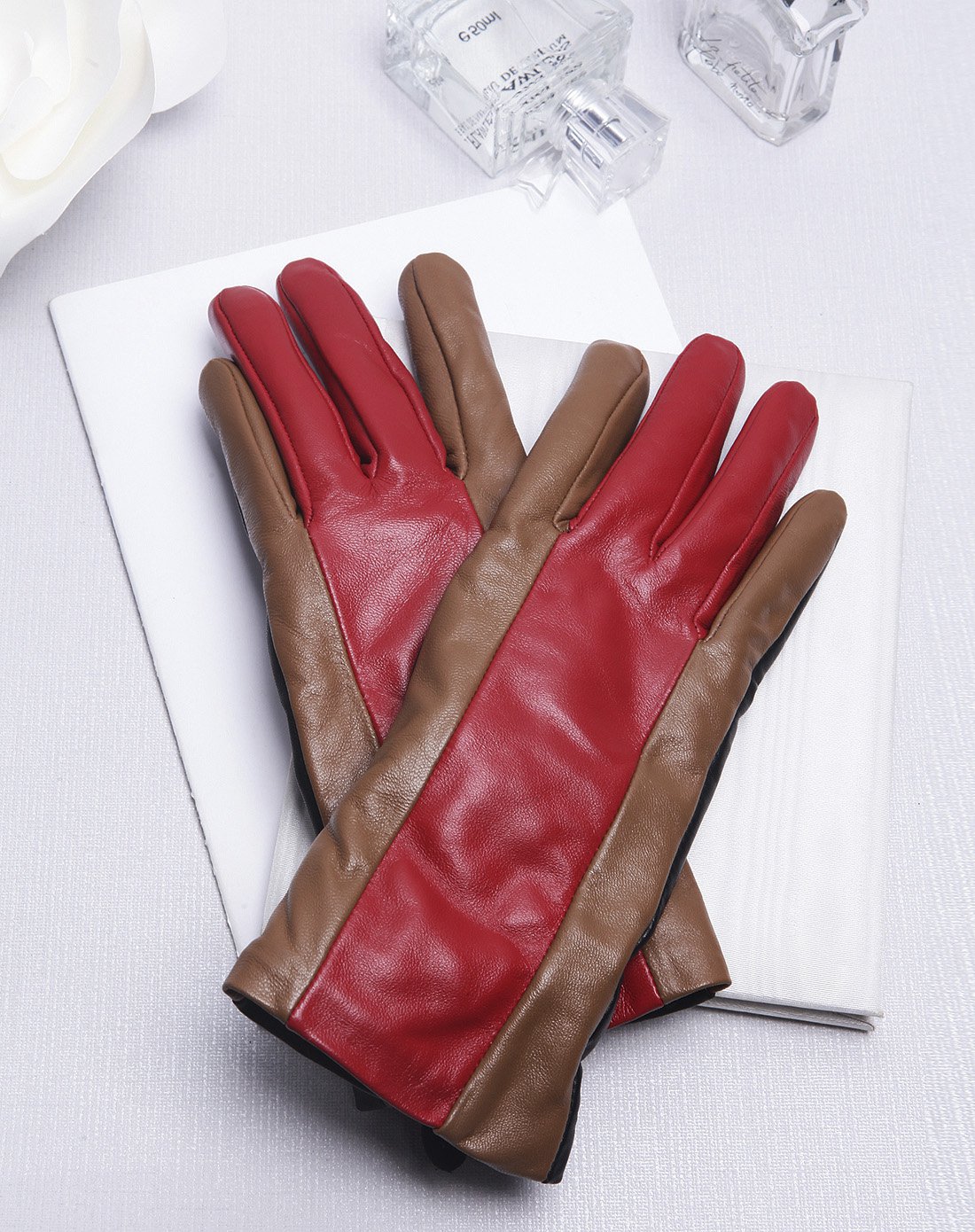 lingo codes女款潮流真皮保暖分指手套