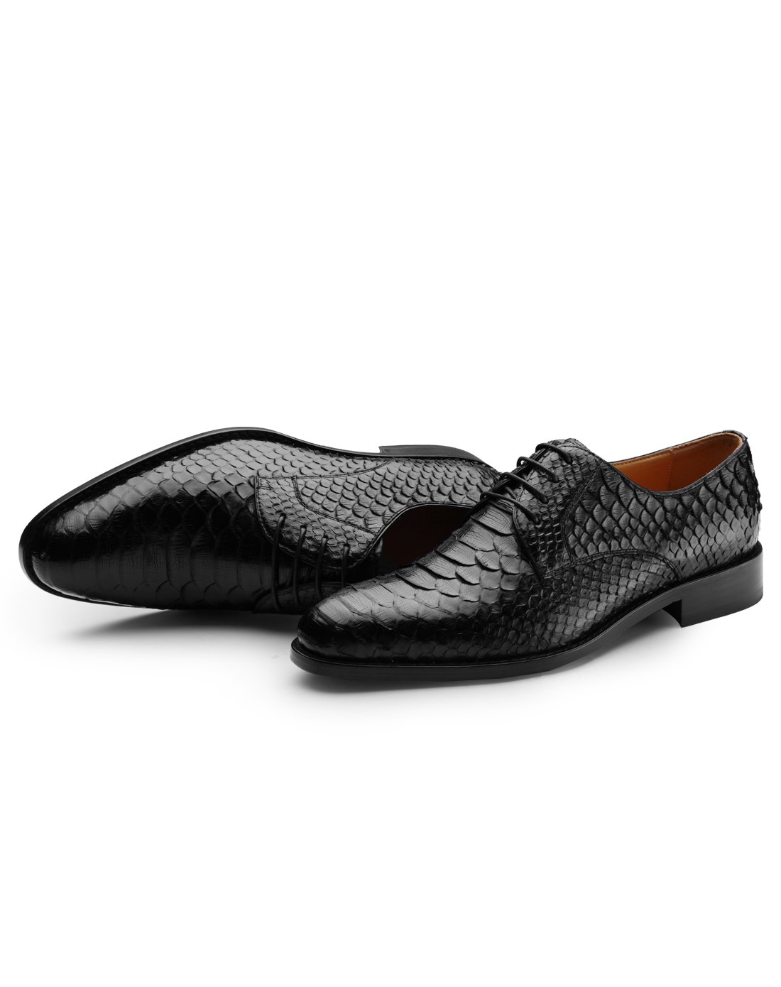 男士高端舒适蟒蛇皮系带商务皮鞋