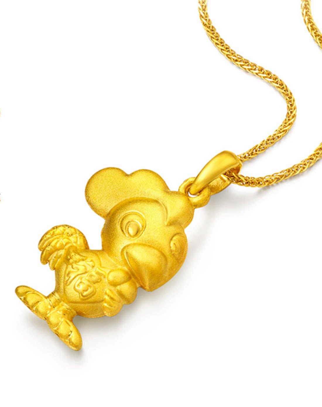 周大福 生肖鸡足金黄金吊坠(计价)