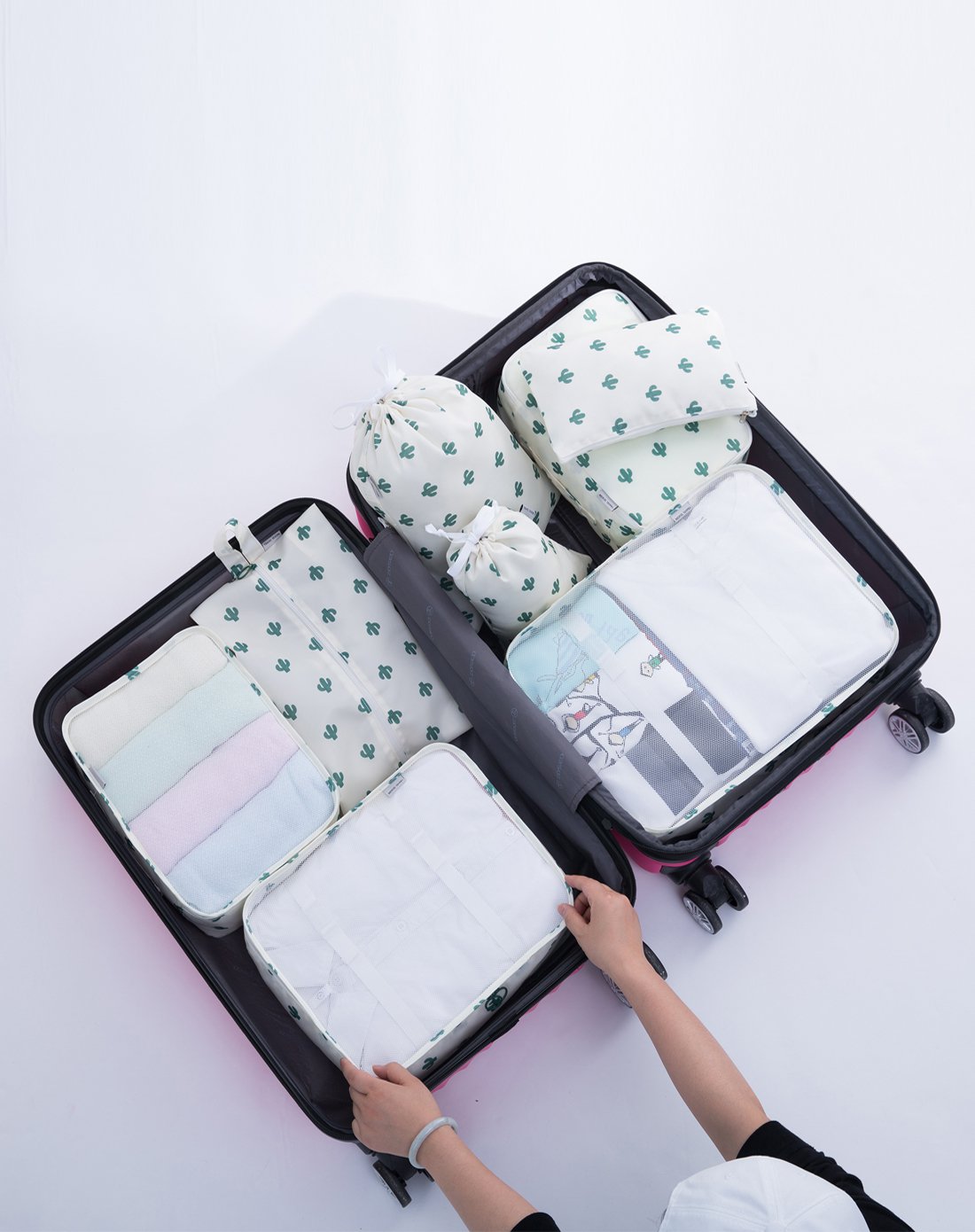 旅行收纳袋, 旅游行李箱衣物整理袋衣服收纳包八件套