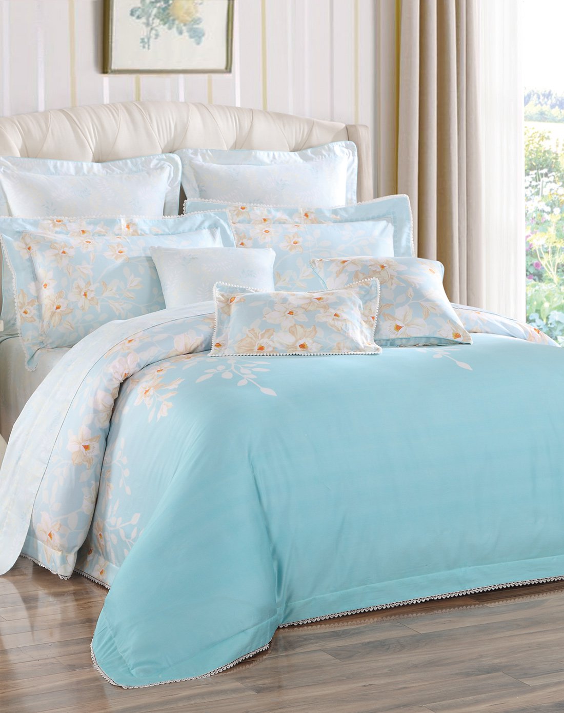 dinosaur床上用品 60支全棉贡缎 纯棉全棉四件套简约 浪漫花园 床上四