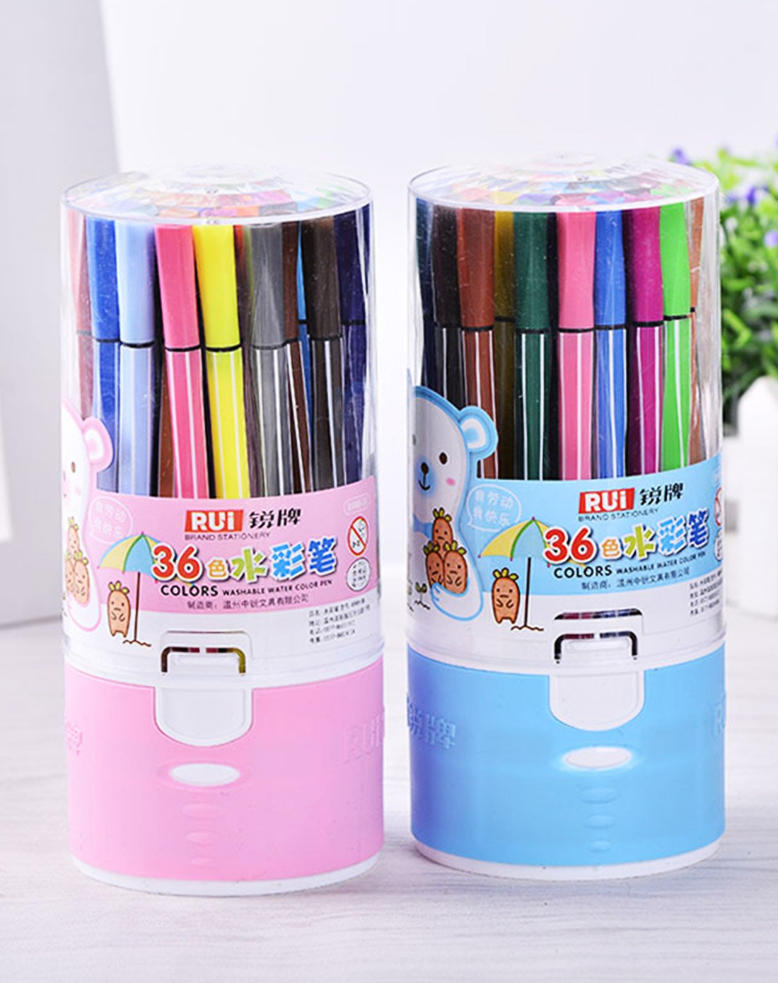 36色水彩笔 幼儿学生绘画水彩笔 美术彩笔 桶装彩笔(2色包装随机发货)