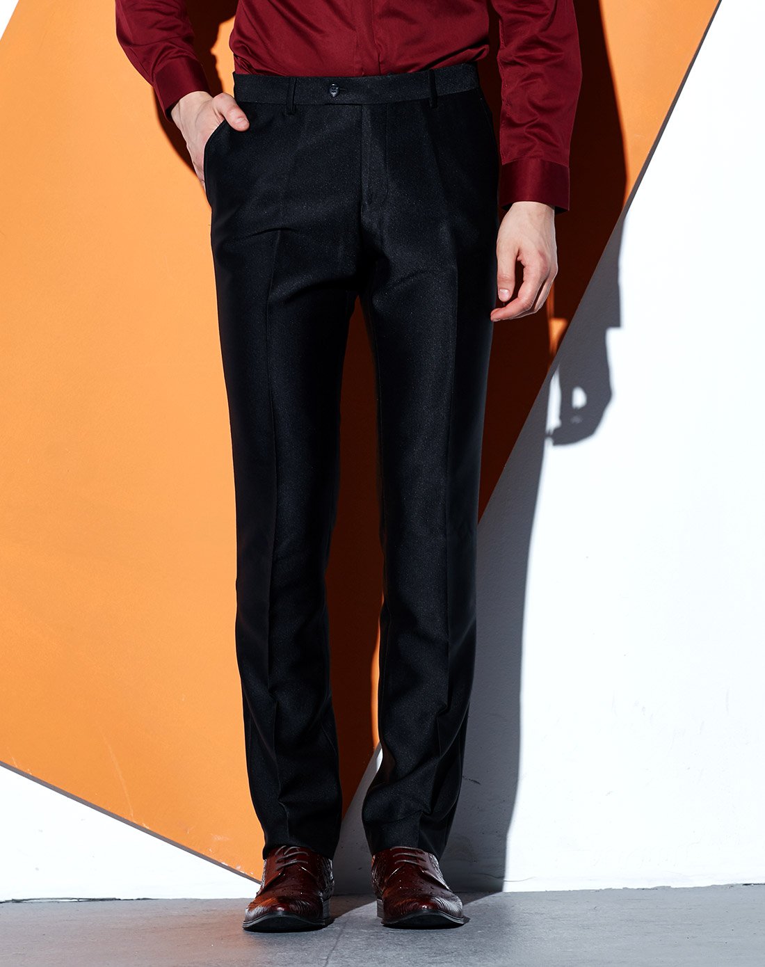 法派秋冬男士商务休闲亮面百搭长西裤