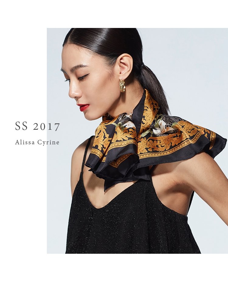 古典花园斜纹女士真丝方巾