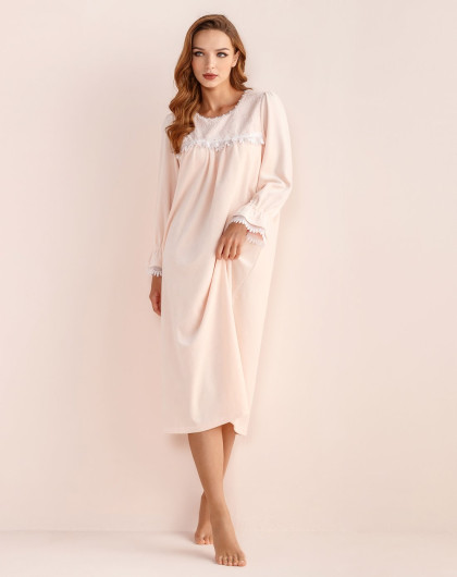 aimer爱慕女款睡裙赫本时代斯文气质长袖家居睡裙