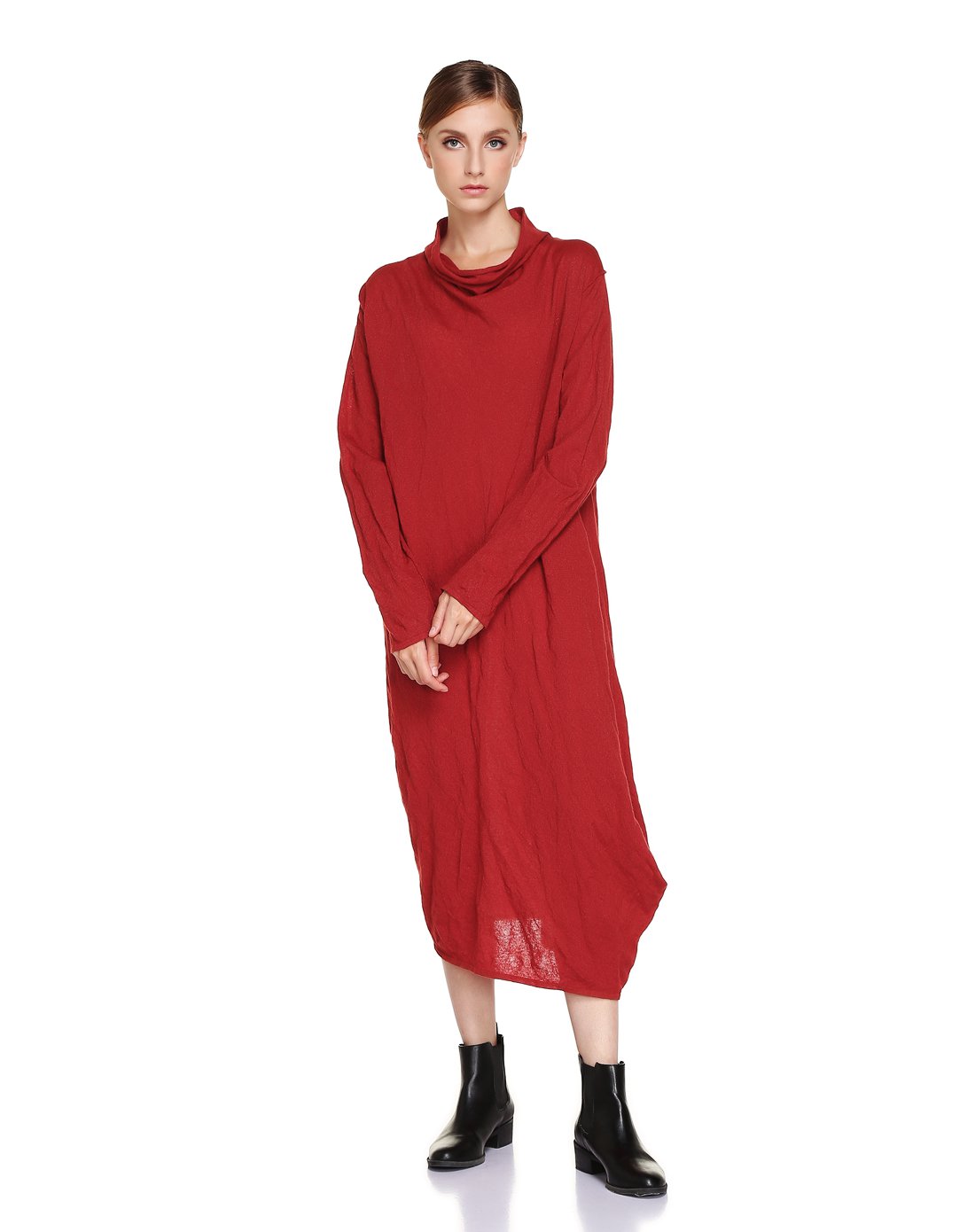 反季清仓-雅莹家族旗下品牌女装红色 针织毛衫连衣裙x15is9413ar_唯品