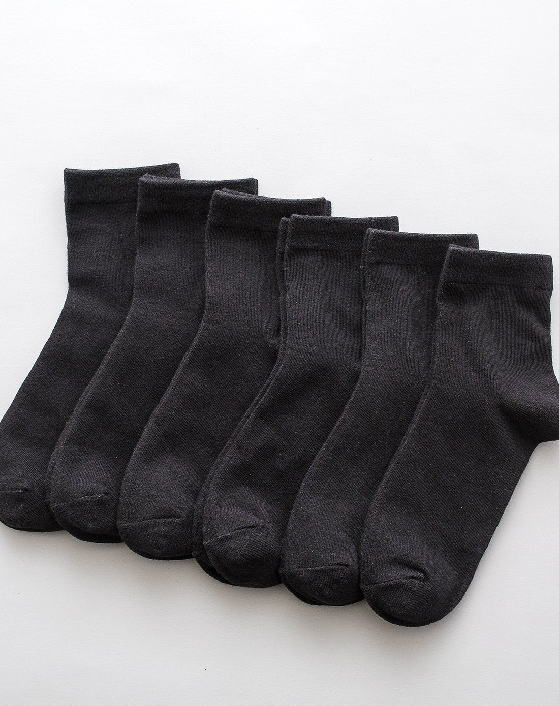 mkmj男士袜子纯黑商务棉袜6双装