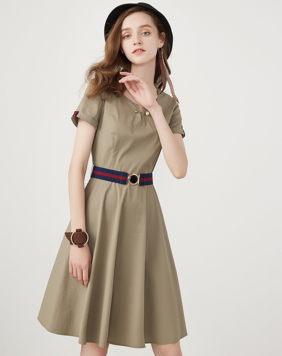 sing女装纯色中长款连衣裙87051501741_唯品会