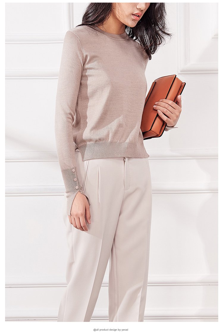 【清仓】娅丽达春秋简约百搭显瘦圆领针织衫打底衫