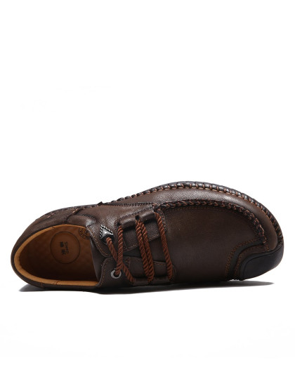 公牛巨人bull titan2017秋季新款牛皮手工缝线休闲皮鞋男士户外真皮