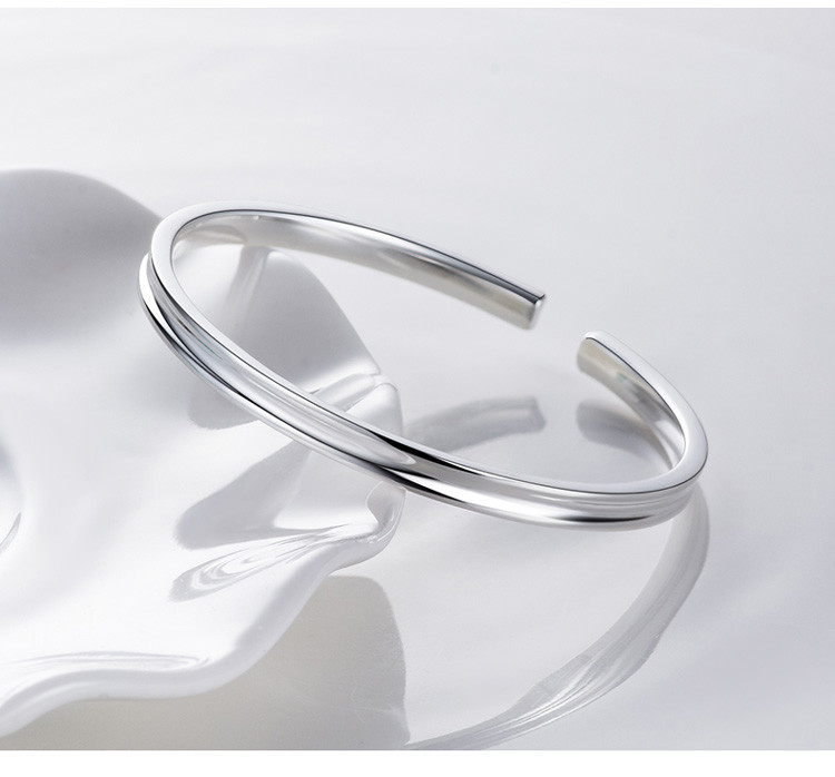 七度纯银手镯dw简约主义款999足银手镯时尚百搭流行送女友闺蜜礼物