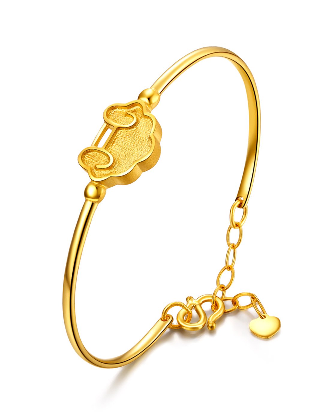 谢瑞麟计价黄金女款复古金锁婚庆结婚足金手镯