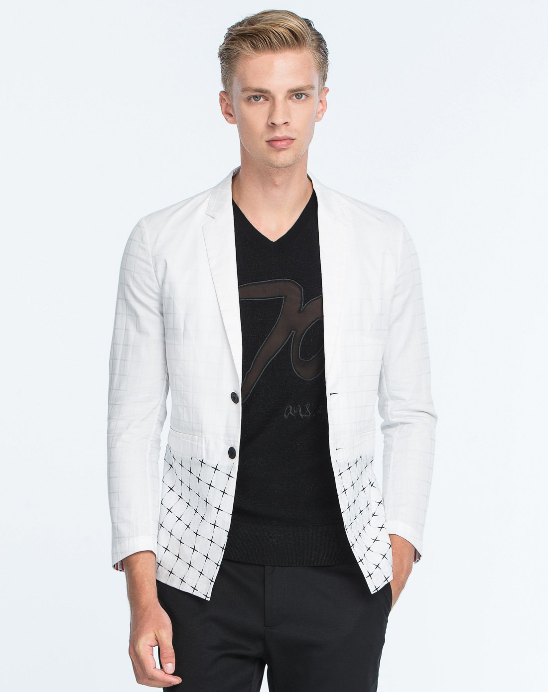 男士日常简约小清新平驳领西服