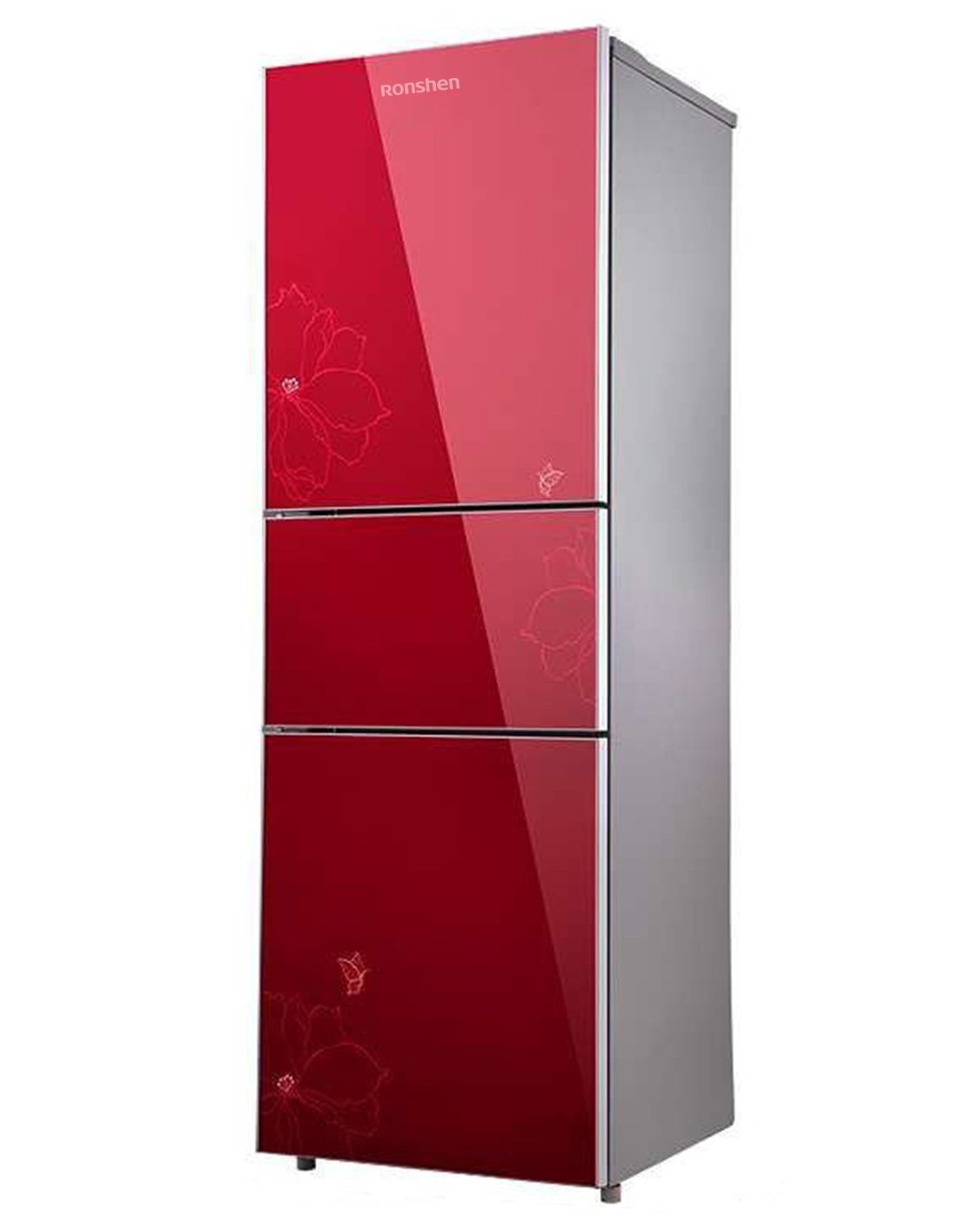 容声bcd-218d11nc 蝶恋花钢化玻璃218升三门双倍养鲜冰箱