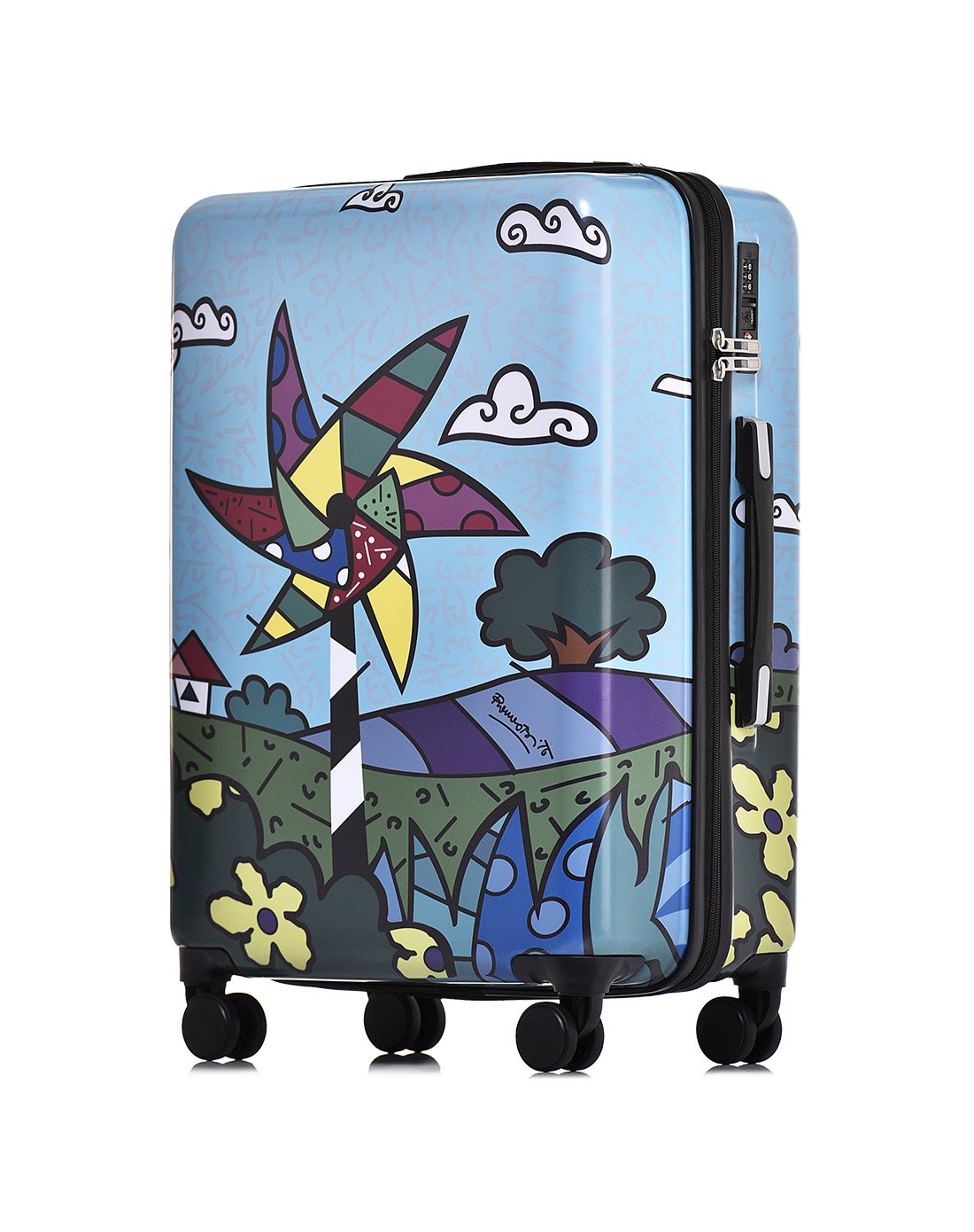 新款潮流涂鸦印花拉杆箱24寸男女士海关密码锁行李箱万向轮旅行箱