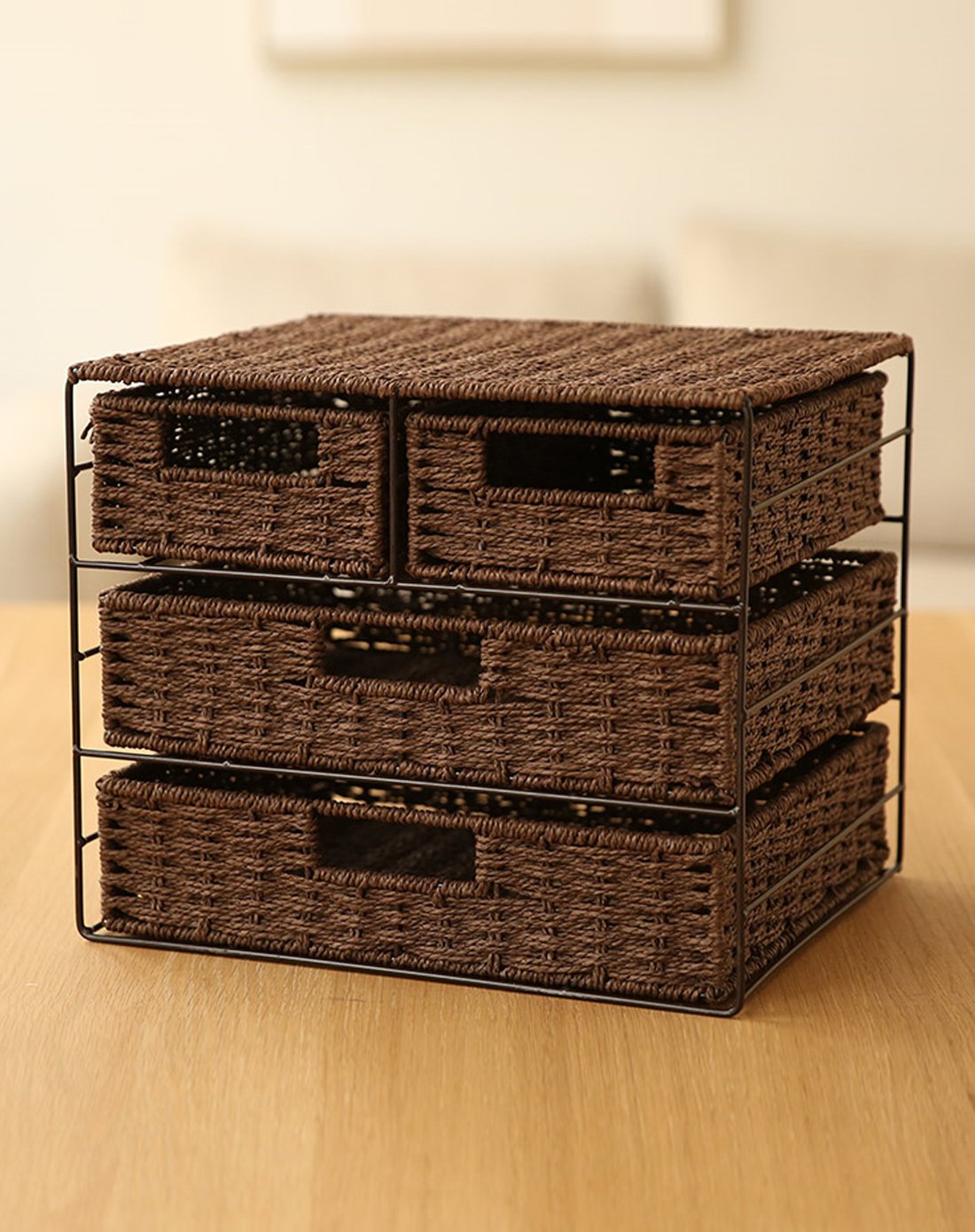 手工编织家居多层储物盒桌面实用收纳筐